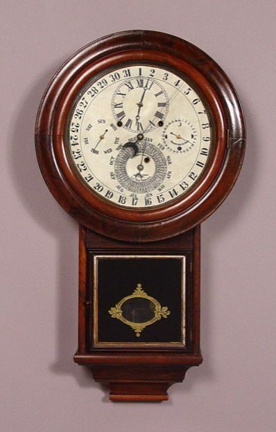 E. N. Welch Gale Drop Calendar Wall Clock