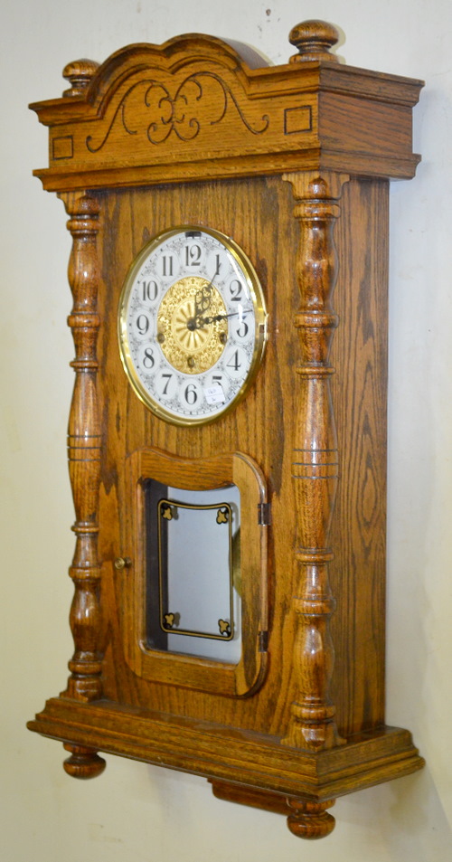 Contemporary Westminster Chime Oak Wall Clock