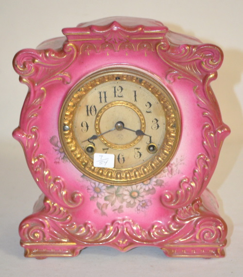 Antique Ansonia “Ram” Porcelain Shelf Clock