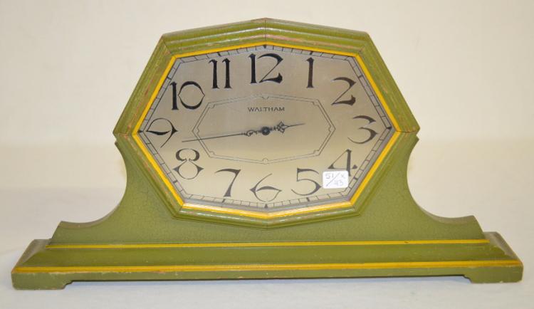 Antique Waltham Wooden Set Key Wind Shelf Clock