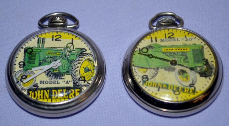 2 Antique Open Face Pocket Watches with John Deere Dials