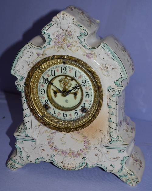 Antique Ansonia Porcelain Shelf Clock