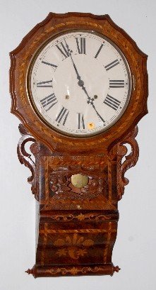 English Inlaid Scroll Wall Clock