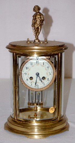 L. Marti French Cupid Crystal Regulator Clock