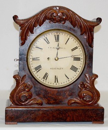 H. P. Marshall Burl Wood Fusee Mantel Clock