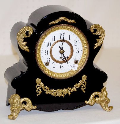 Kroeber “Dover” Enameled Iron Case Mantel Clock