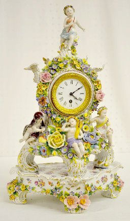 Sitzendorf Porcelain 2 Piece Clock w/Bacchus
