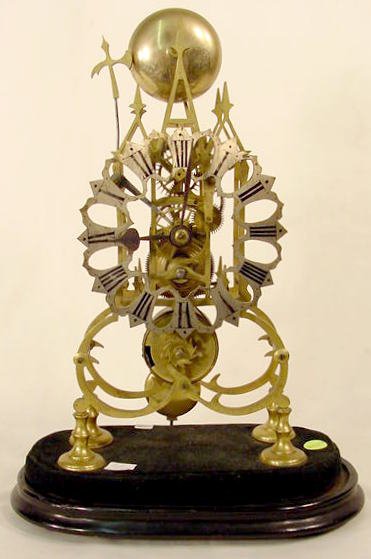 Early Brass Fusee Skeleton Clock