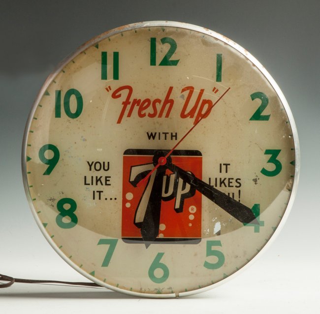 Electric 7-Up Reverse Painted Advertising Clock