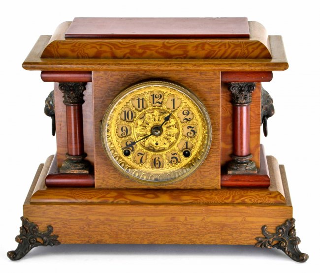 Art Nouveau, Wood Seth Thomas Adamantine Mantle Clock