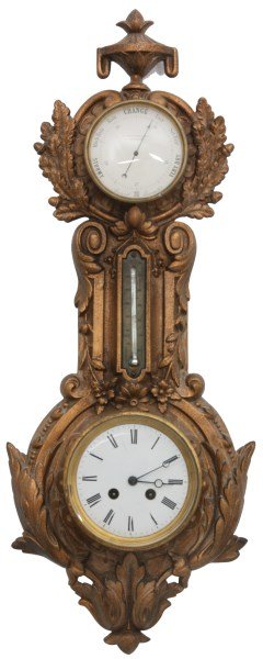 Cast Iron Wall Clock & Barometer