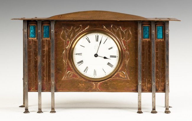 Hammered Copper and Steel Shelf Clock