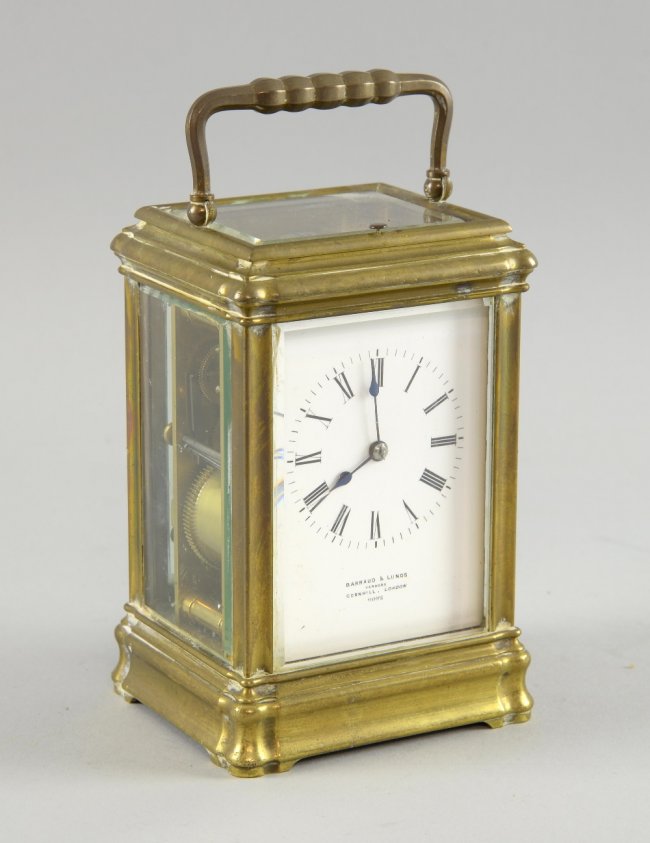 A French brass gorge cased carriage clock with