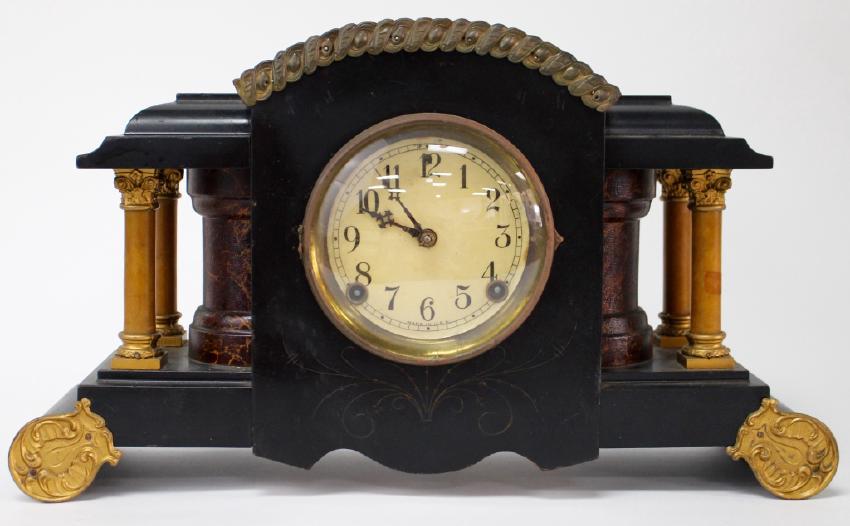 Early 20th century American ebonized wood case mantel clock