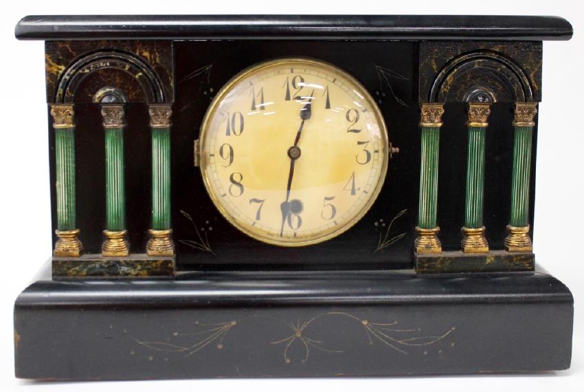 Early 20th century American ebonized wood case mantel clock