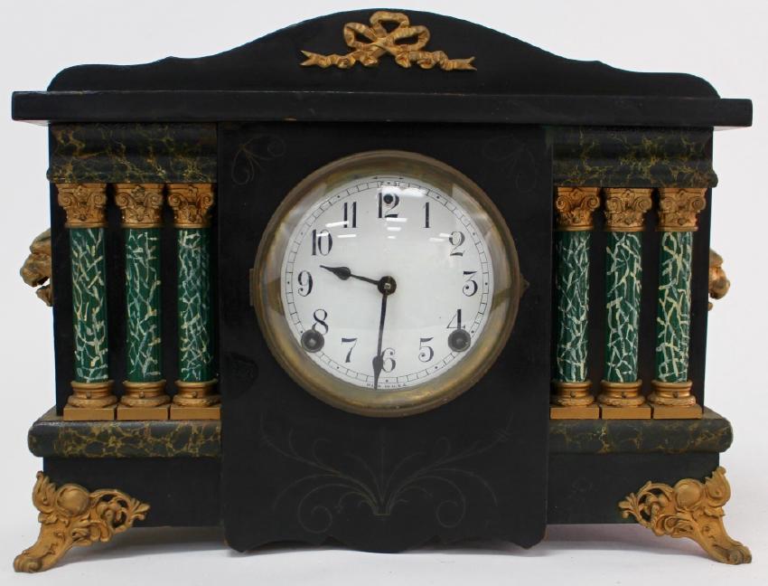 Early 20th century American ebonized wood case mantel clock