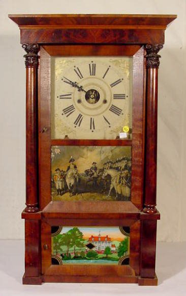 Mahogany Column Clock w/Brass Movement