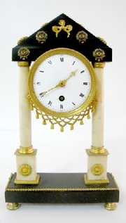 French Empire Marble Column Clock