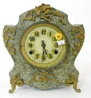 Marbleized Iron Case Mantle Clock