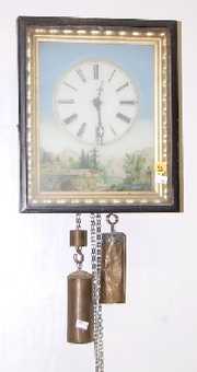 Mountain Village Painting Clock With Weights