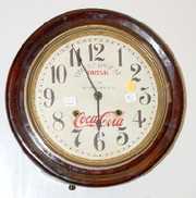 Round Gallery Clock w/Coca Cola Advertising