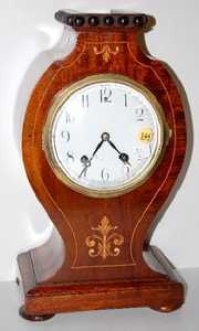 New Haven Inlaid Wood Mantle Clock