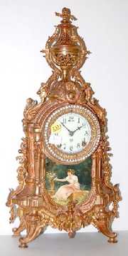 Ansonia “Watteau” Metal Mantle Clock