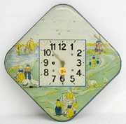 Tin Litho Clock w/Dutch Scenes