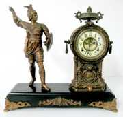 Metal & Iron Enameled Warrior Statue Clock