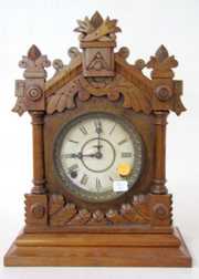Oak Cabinet Clock w/Fancy Crest