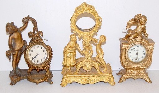3 Metal Figural Novelty Clocks