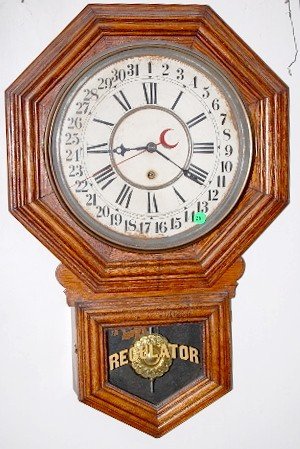 Sessions Oak Short Drop Calendar Clock