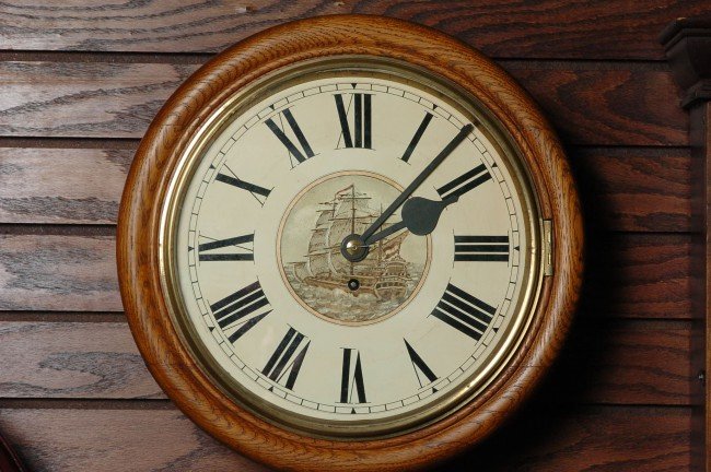 AN ENGLISH GALLERY CLOCK WITH FUSEE MOVEMENT