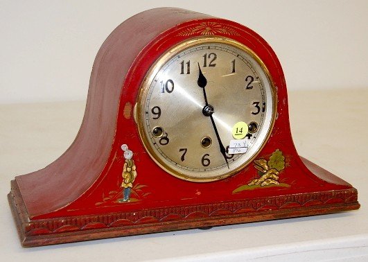 Red Painted Westminster Chime Mantle Clock