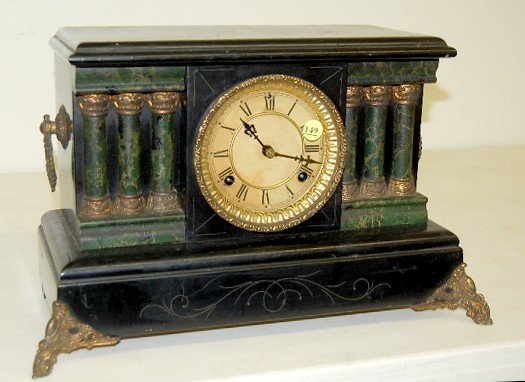 Black Enamel Marbleized The Empress Mantle Clock