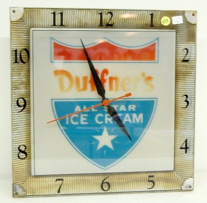 Electric Advertising Duffner’s Ice Cream Clock