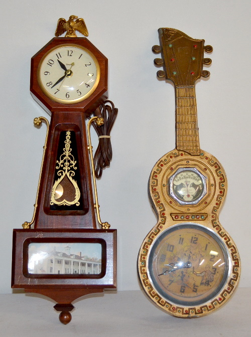 2 Vintage United Clocks, Animated Guitar & Electric Banjo