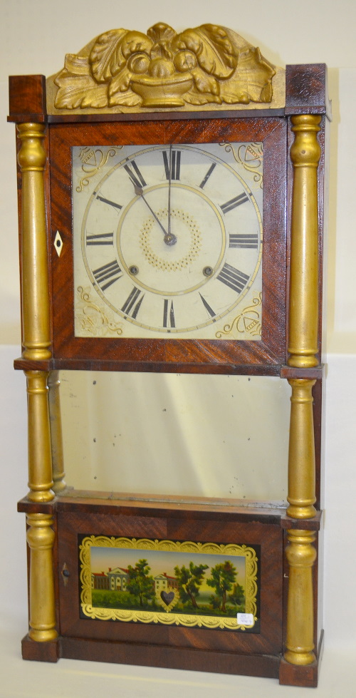 Antique Birge & Fuller Triple Decker Clock with Brass Works