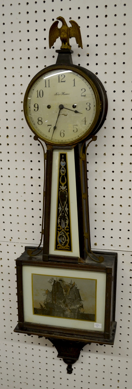 Antique New Haven Mahogany Willard Banjo Clock