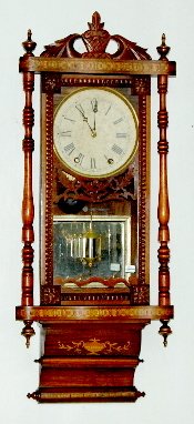 New Haven Inlaid Scroll Hanging Clock, T & S