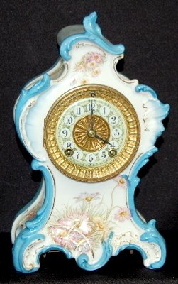 Ansonia Floral Porcelain Dresser Clock, T & S