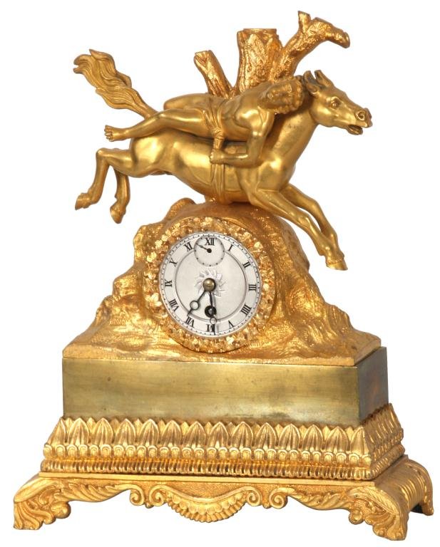 French Dore Bronze Figural Mantle Clock