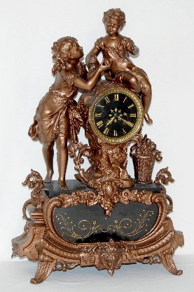 Antique French Double Statue Clock