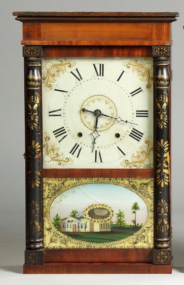 E. & G. W. Bartholomew Stenciled Column Shelf Clock