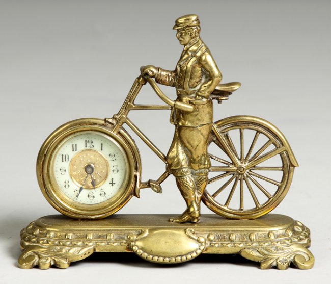 British United Clock Co. Cast Brass Bicycle Clock