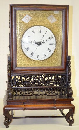 Antique Chinese Double Fusee Clock and Shelf