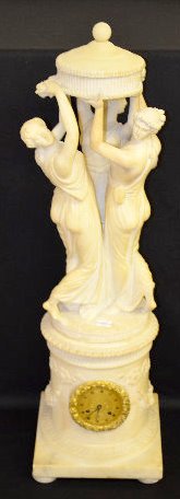 French 3 Graces Alabaster Clock, 3 Sections