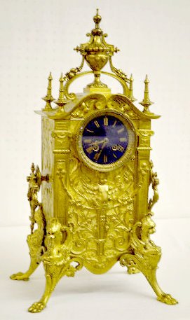 Vincenti Brass Mantel Clock, Angels & Griffins