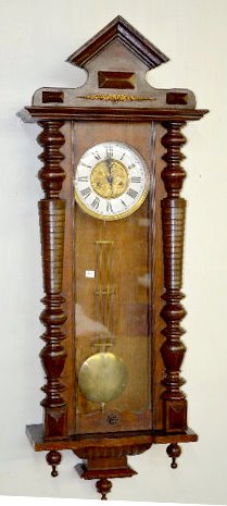 Carved Spring Wound Wall Regulator Clock