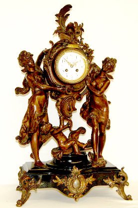 A.D. Mougin “La Jeunesse” Double Statue Clock, Moreau